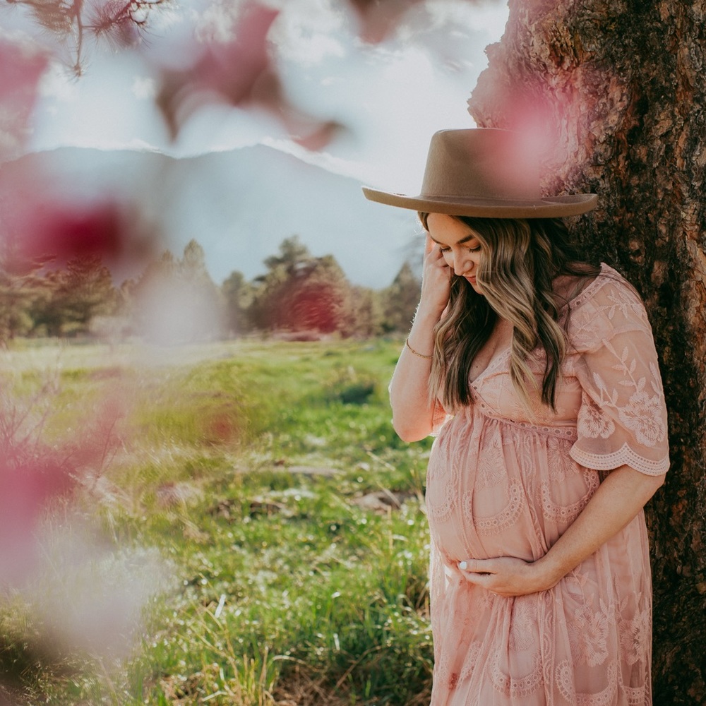 Pink maternity dress